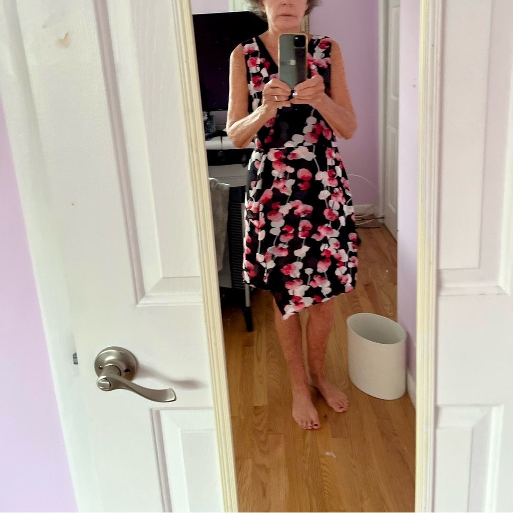 DKNYC Black and Pink Floral Top